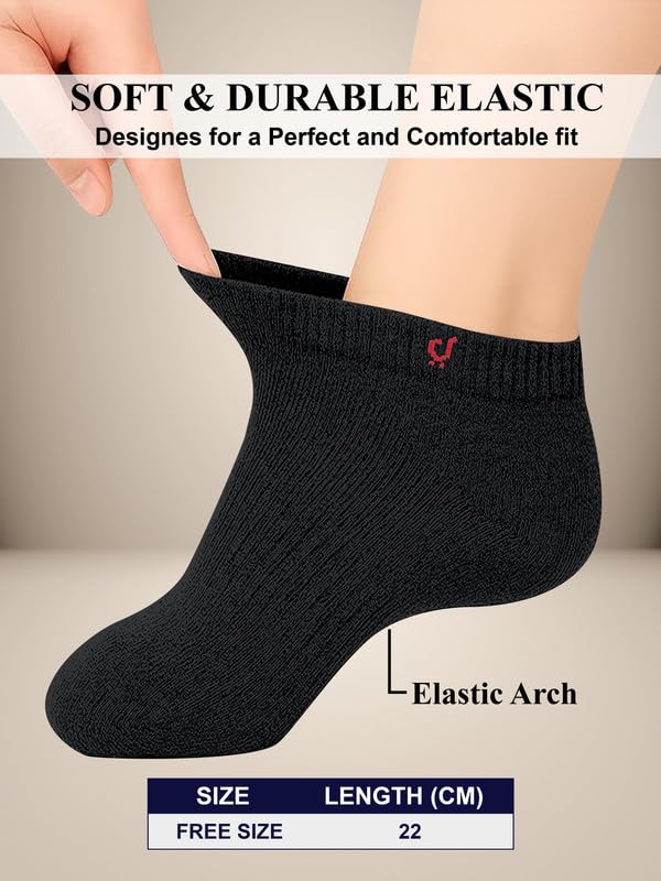 TRENDMALLS Cotton Blend Socks for Men & Womens, Sneakers Length Fit, Arch Support Running Unisex Free Size (Packs of 3 & 6) - Image 4