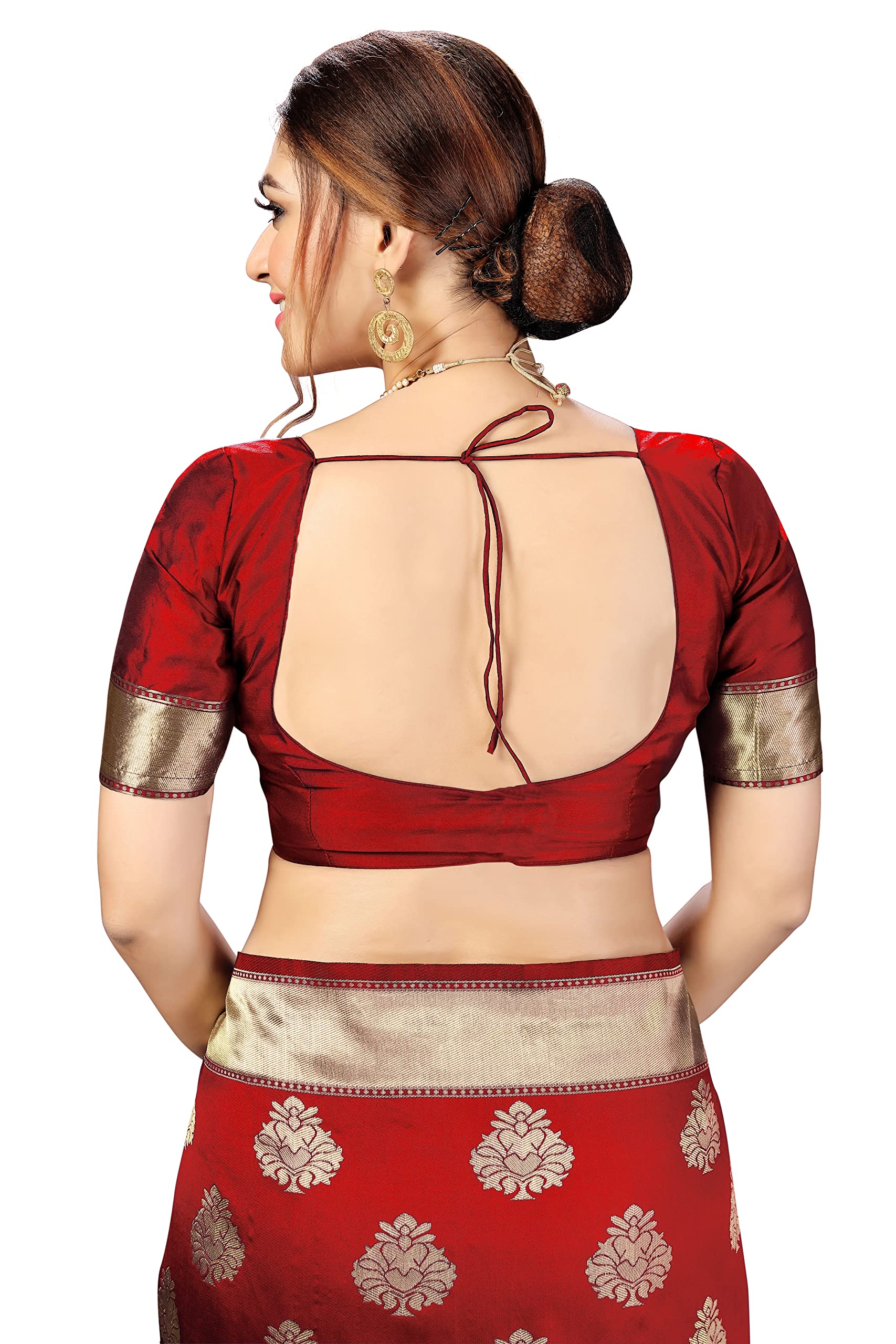 TRENDMALLS Women's Banarasi Silk Saree with Unstitched Blouse Piece - Image 7