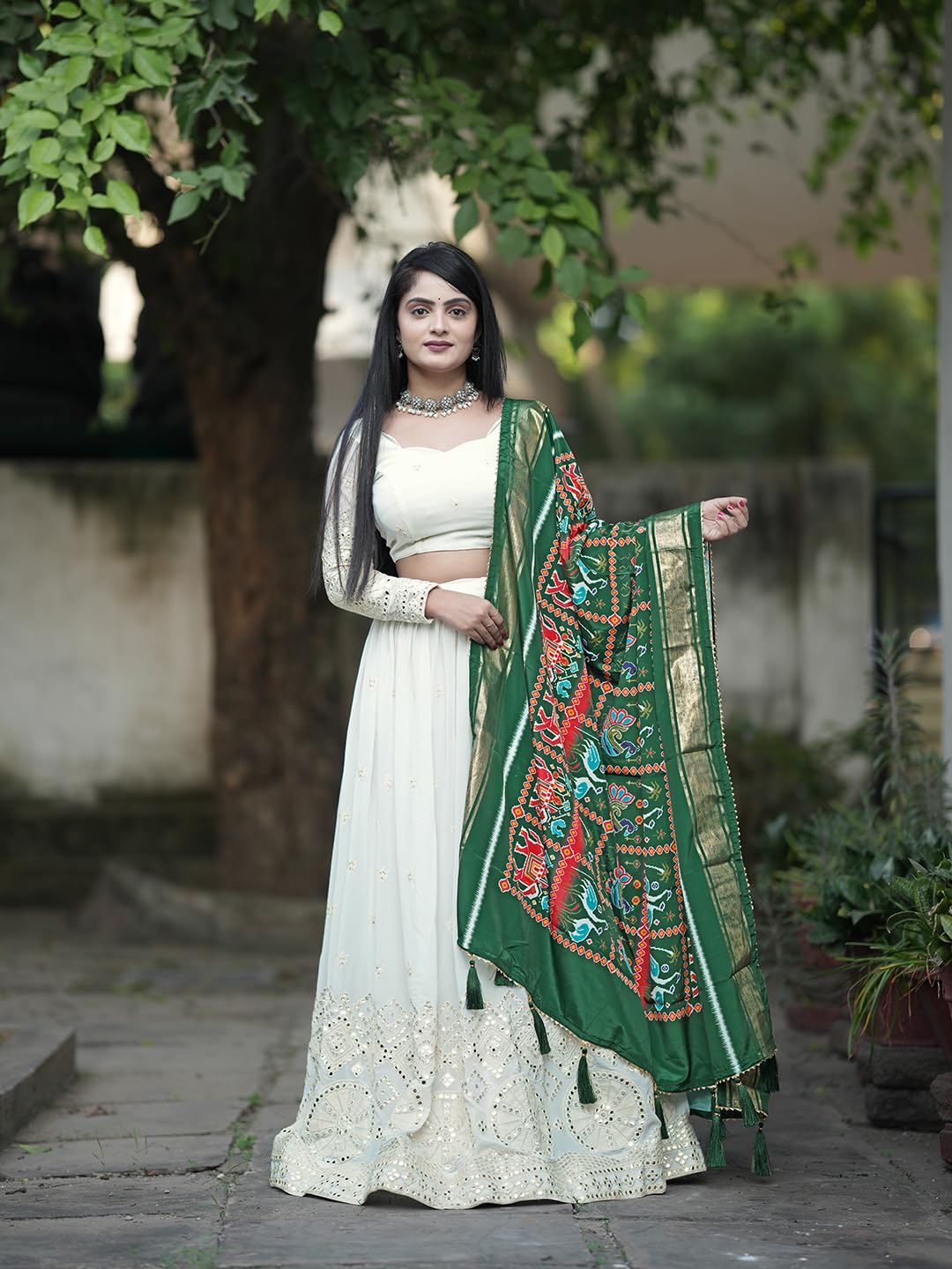 TRENDMALLS Women's Georgette Embroidery Sequence Work Lehenga Choli Unstitch Blouse With Dupatta Free Size - Image 4