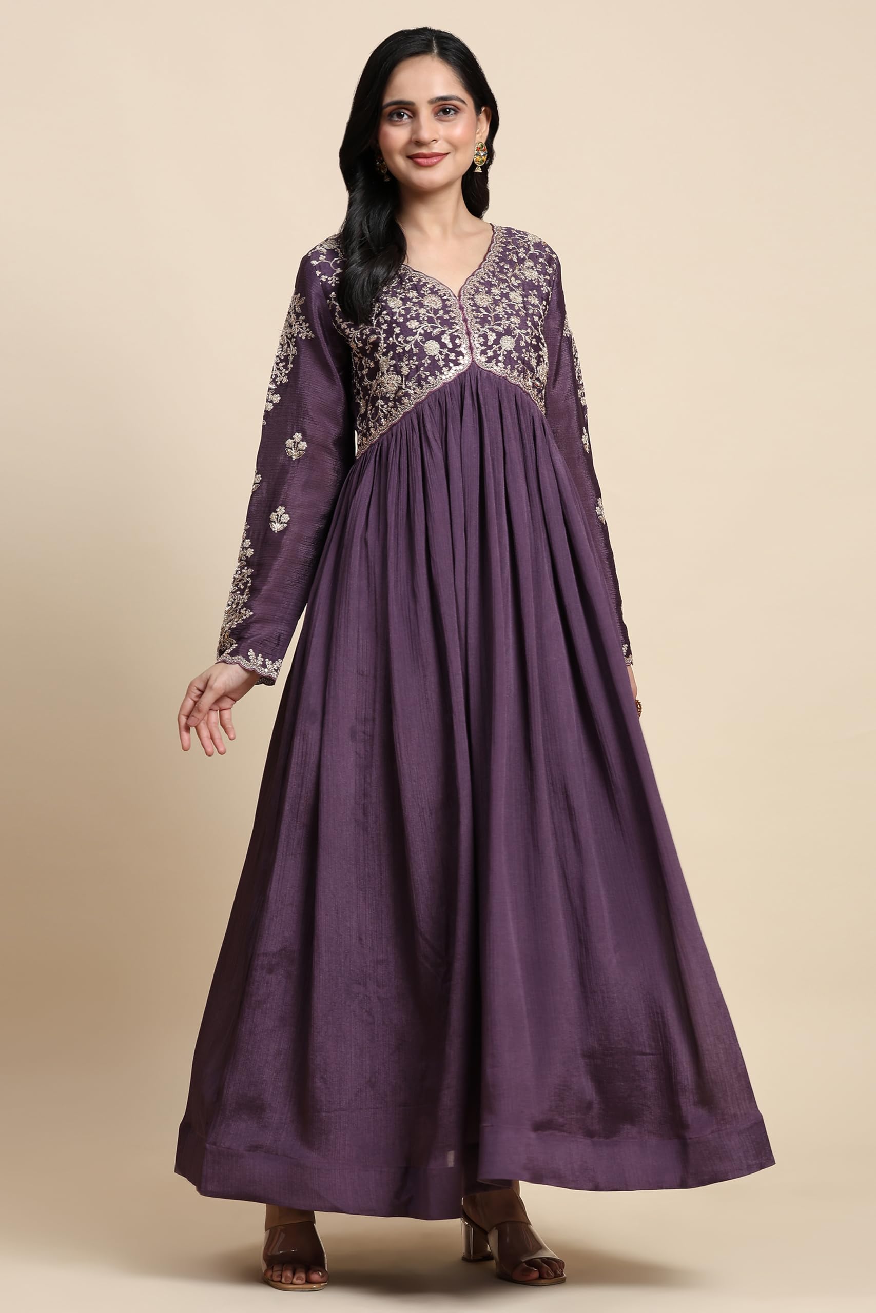 TRENDMALLS Women's Silk Blend Embroidery Alia Cut Kurta Pant Set with Dupatta - Image 4